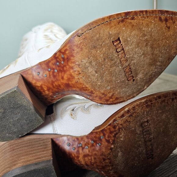 Durango Womens Crush Embroidered Leather Western Boots White Brown Size 9M - Picture 9 of 16